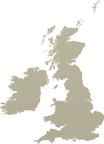 Place marker map of Great Britain and Ireland